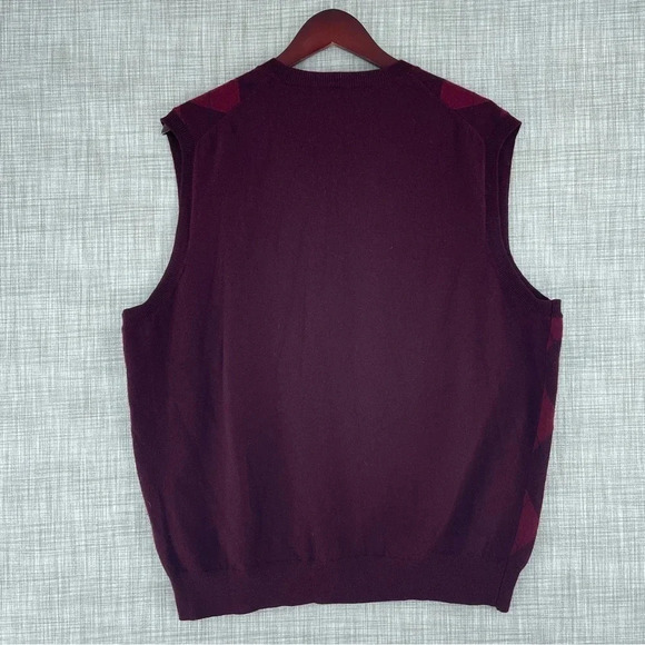 Club Room Vest L Merino Wool Argyle Purple Red 0613 - Picture 2 of 7